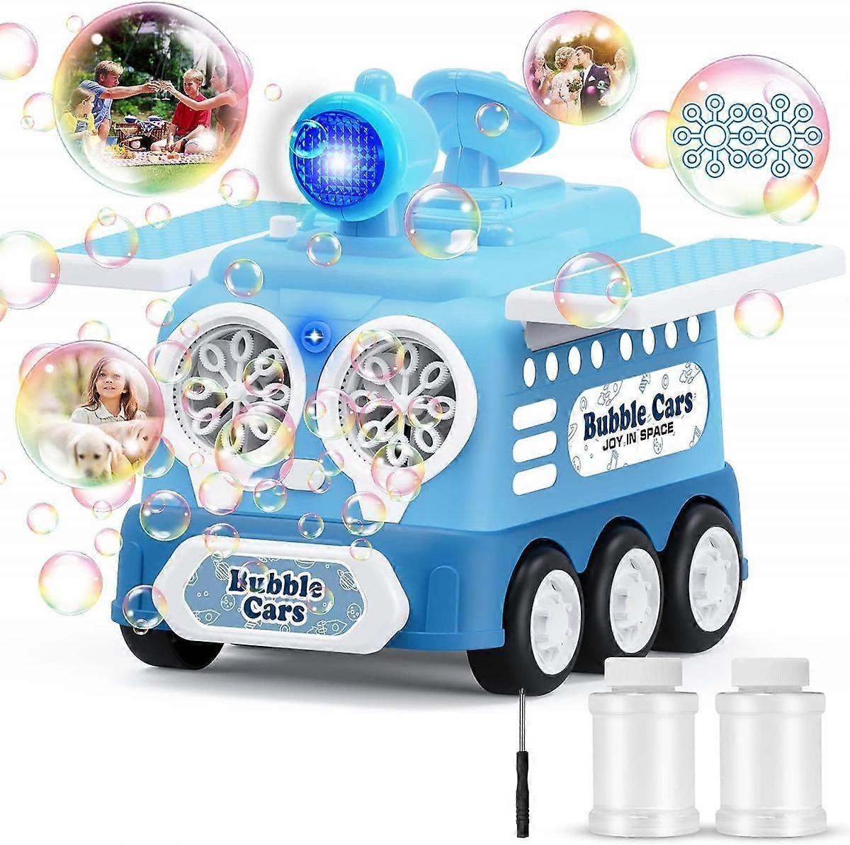 Automatic Bubble Machine for Kids,Bubble Maker Toys with 16 Holes/lighting/80ML Bubble Solution/Parties,Wedding(Blue)
