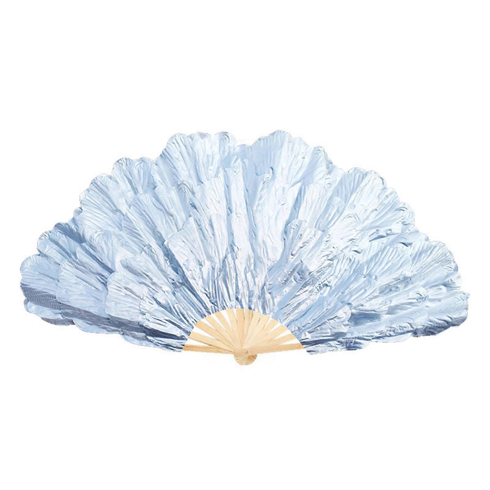 Exquisites Large Peony Petal Folding Fan with Bamboos Frame Dancing Hand Fan for Stage Performances and Home Decors Silver