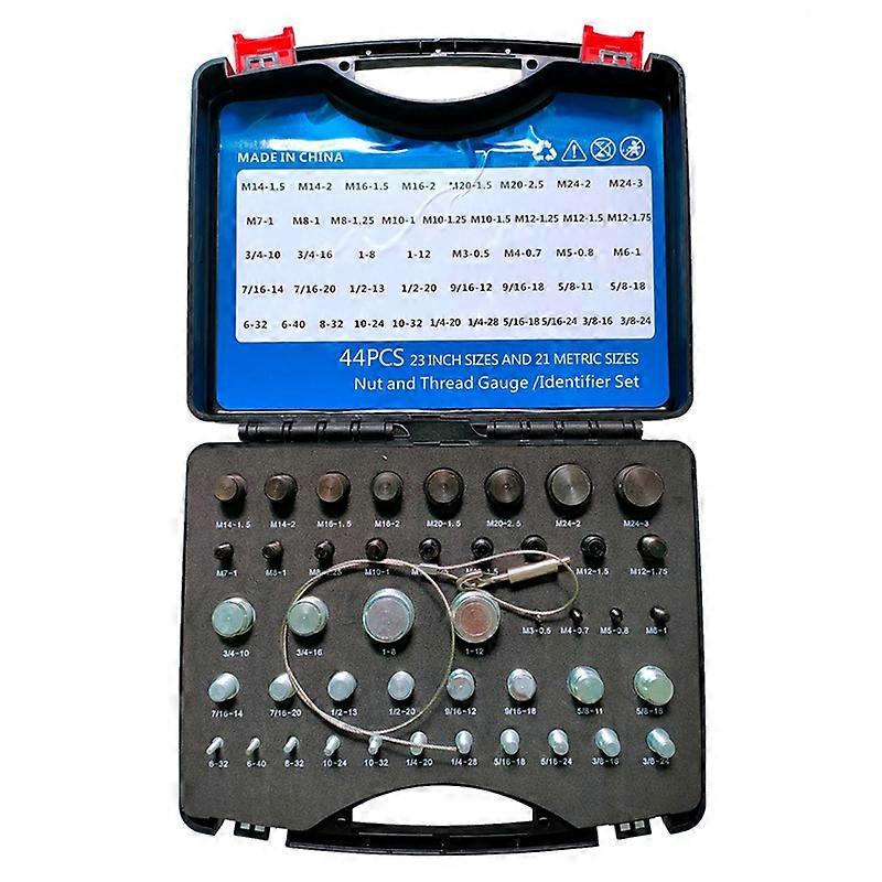 Nut and Bolt Thread Check-Standard & Metric -44Pcs Male/Female Gauges