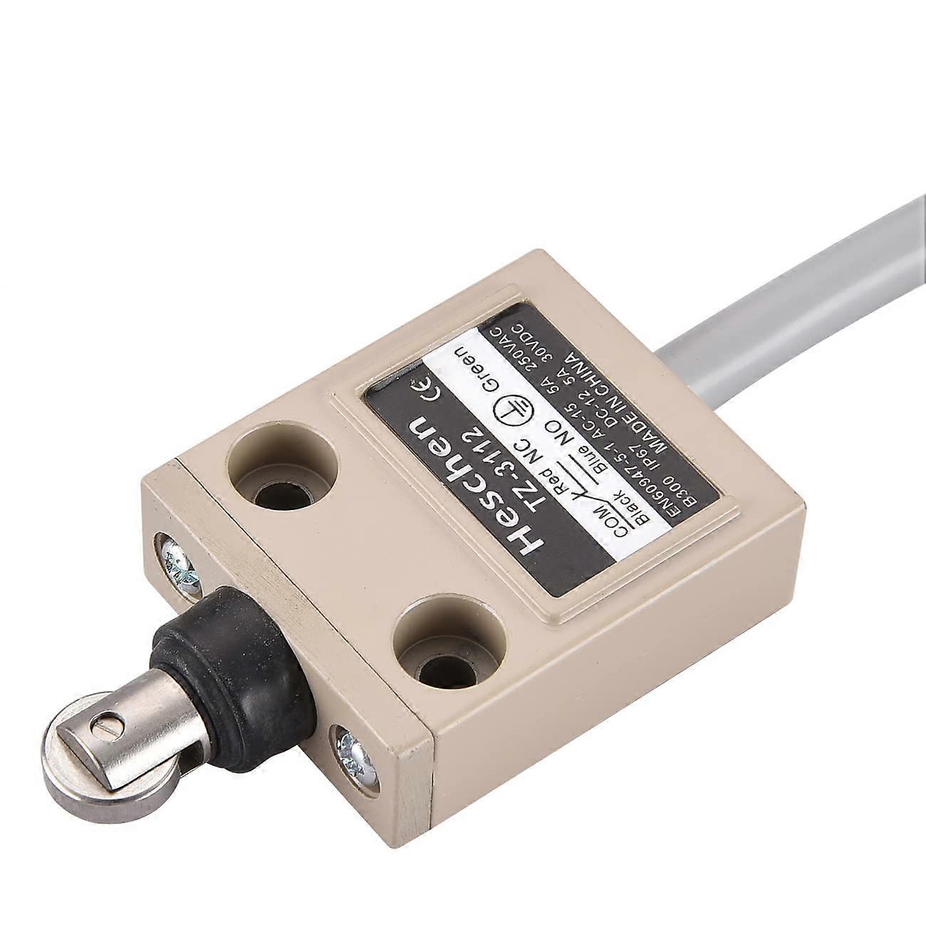 Compact Prewired Limit Switch, TZ3112, Sealed Roller Plunger, SPDT, NO NC Momentary, AC250V 5A, IP67