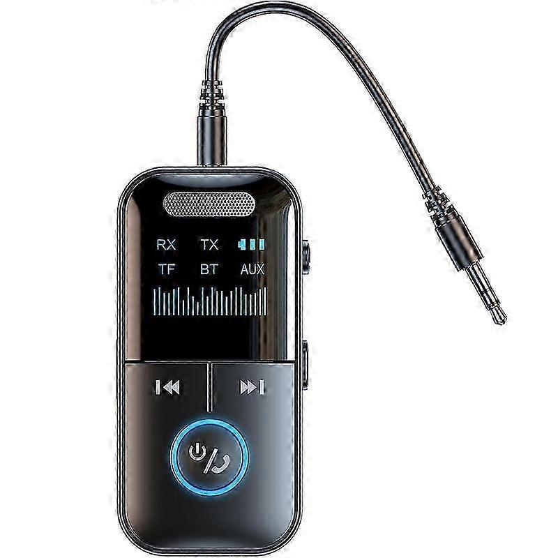 Bluetooth 5.4 Audio Transmitter Receiver, 4-in-1 Wireless Transmitter Adapter, Low Latency/HD Screen/TF Card Aux Adapter for Laptop, Ra Airplane, Car,