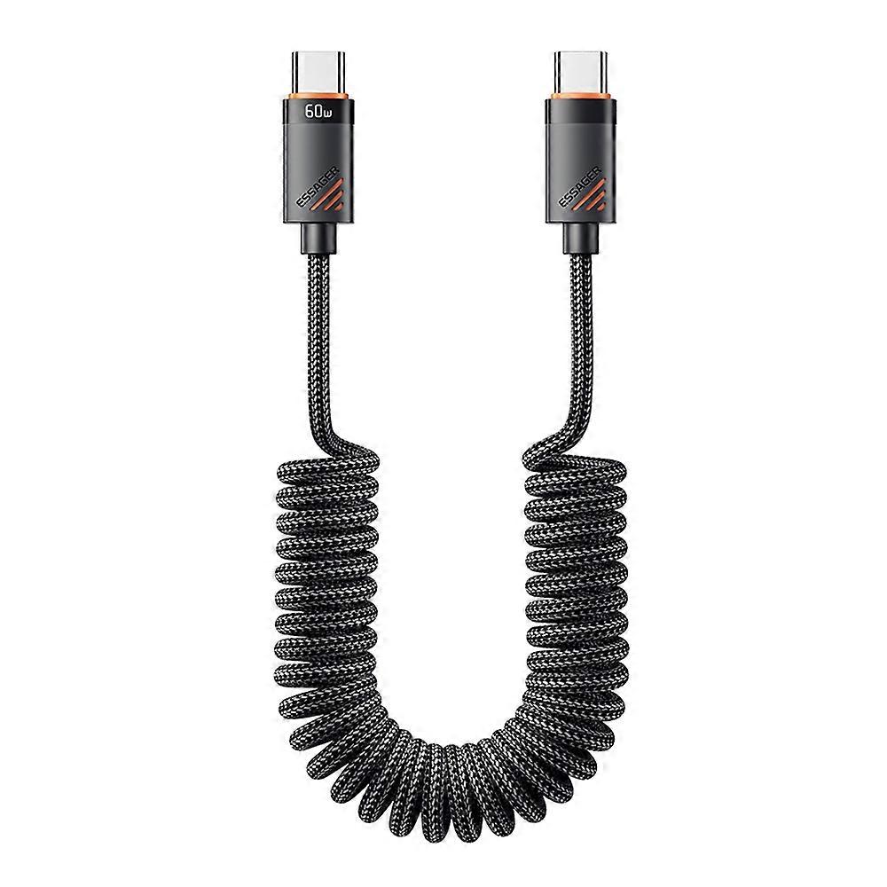 ESSAGER Spring Data Cable Type-C to Type-C 60W Fast Charging Cable 1.2m