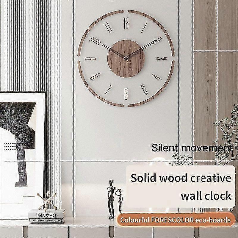 Solid Wood Creative Silent Quartz Clock Wall Clock 35cm Clock Wall  New Solid Wood Creative Mute Nordic Minimalist