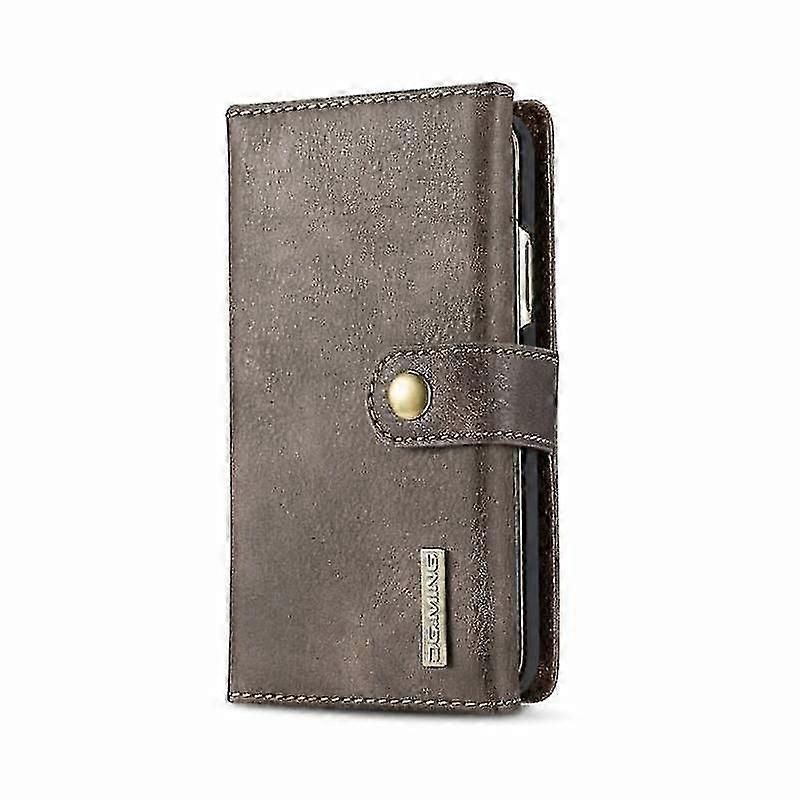 For Iphone X / Xs Dg.ming Triple Fold Crazy Horse Texture Horizontal Flip Magnetic Protective Case With Holder Card Slots Wallet (grey)