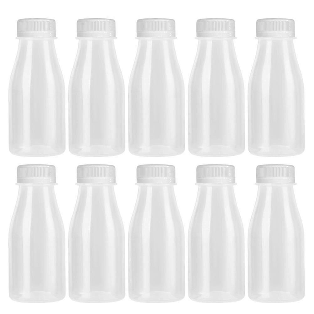 10pcs Milk Bottles with Lids Thickened Yogurt Bottles Multipurpose Beverage Bottles