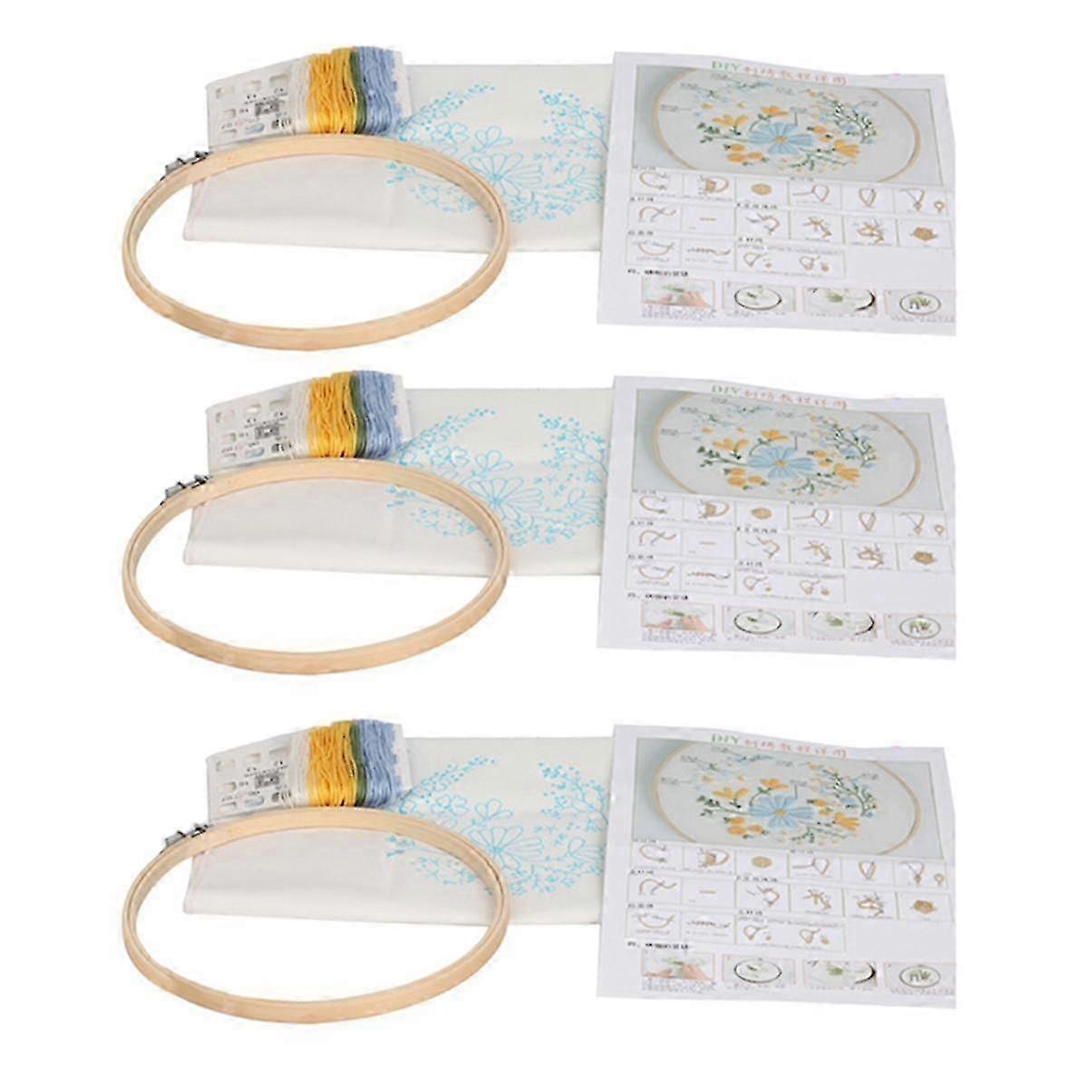 3-Piece Embroidery Set, Beginner Handmade Material Package, Printed Plant Patterns, Suitable for Ad