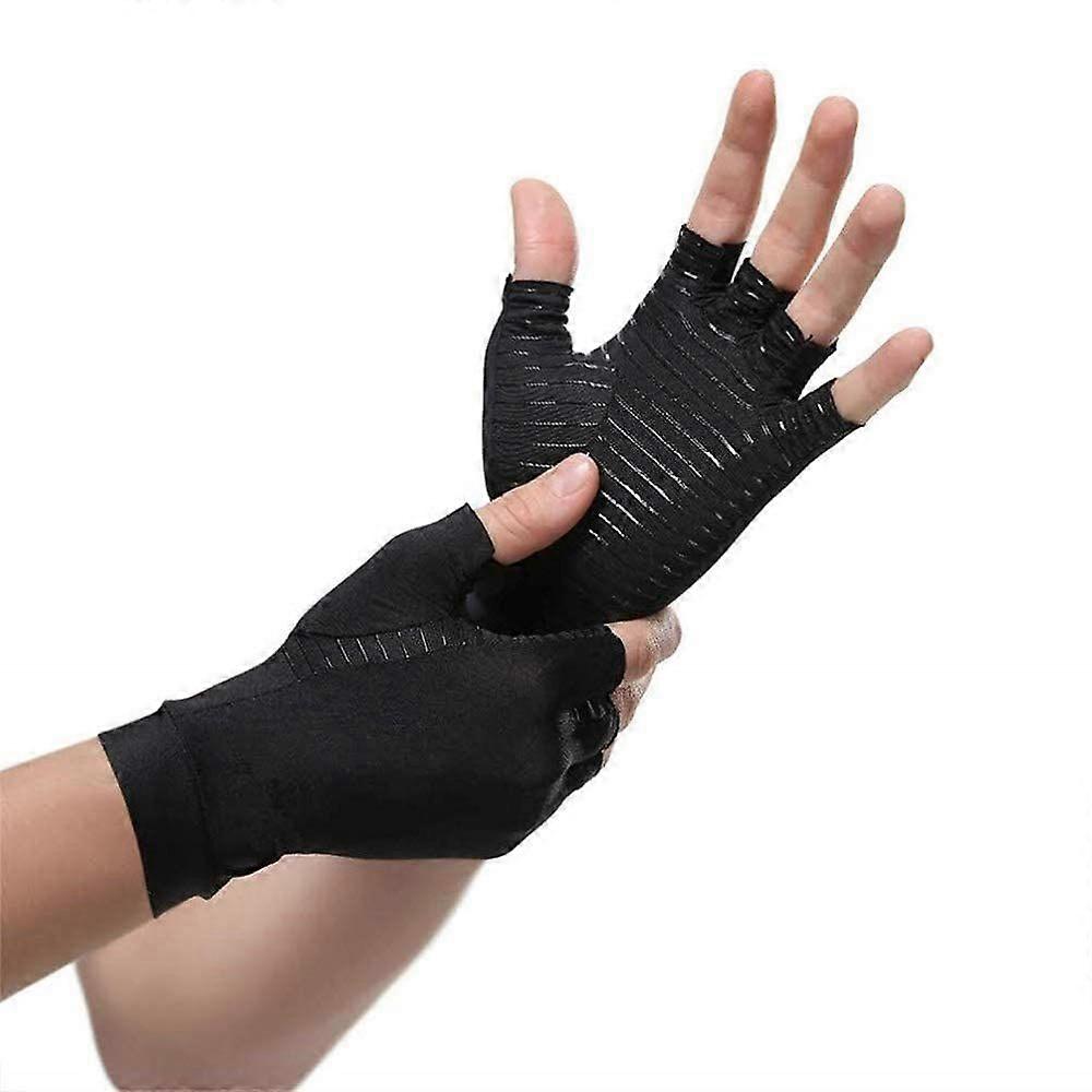 Compression Arthritis Gloves - Best Copper Infused Fingerless Glove for Carpal Tunnel, Rheumatoid, Tendonitis, Computer Typing, Support for Hands. Fit