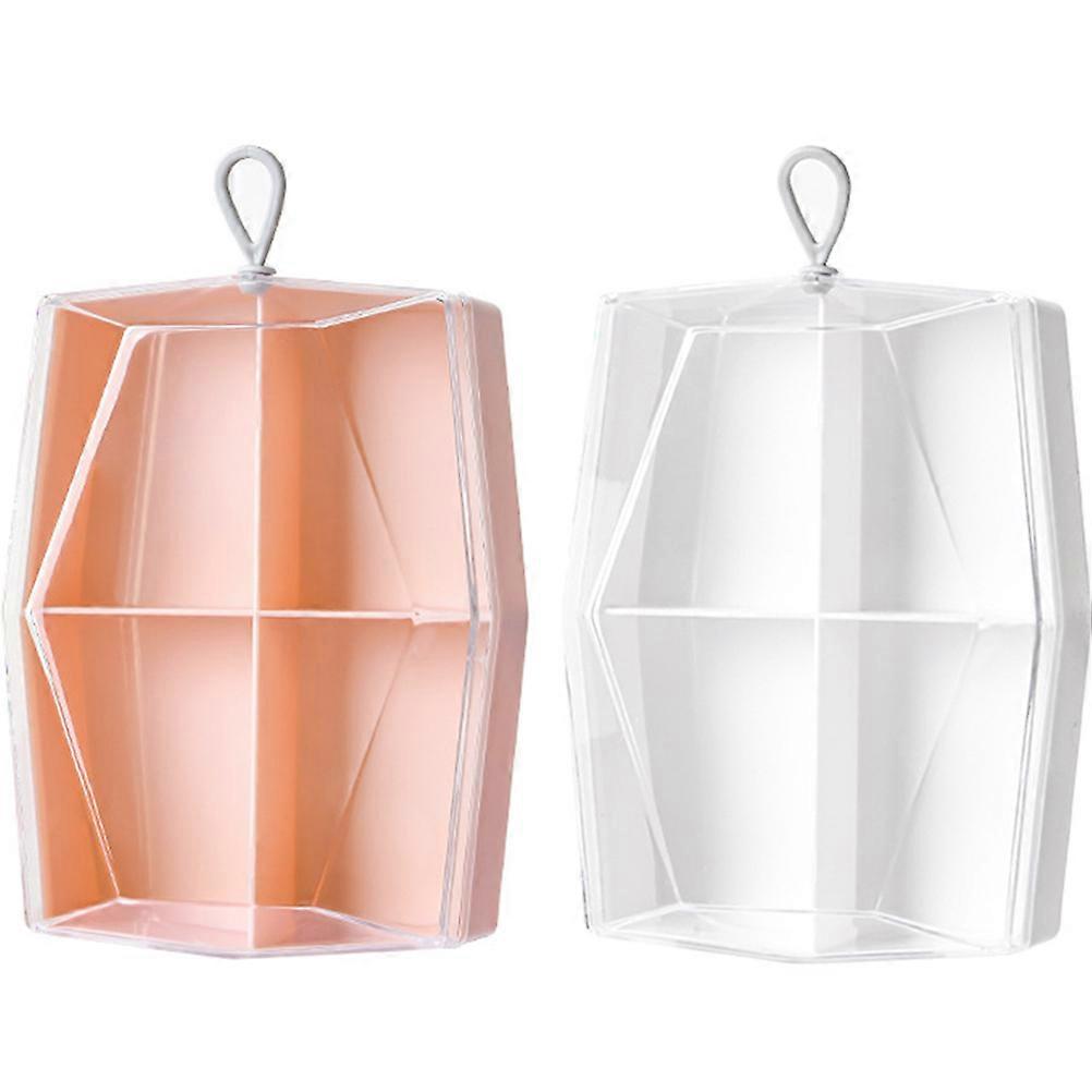 Makeup Sponge Holders Storage Box With Compartments For Cosmetic Sponges Bedroom Color Rectangular Shape Travel-Friendly 2Pcs