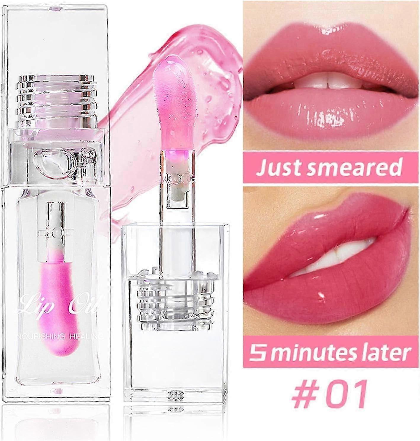 Color Changing Lip Oil,Magic Color Changing Lip Oil V2,Warm Change Moisturizing,Long Lasting Nourishing Lip Glow Oil Non-sticky Primer Lip Tint