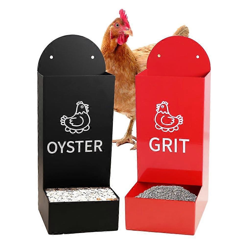 Chicken Oyster Shell Feeder And Grit Feeder - Metal Automatic Chicken Coop Accessory, Compatible With Standard Coops