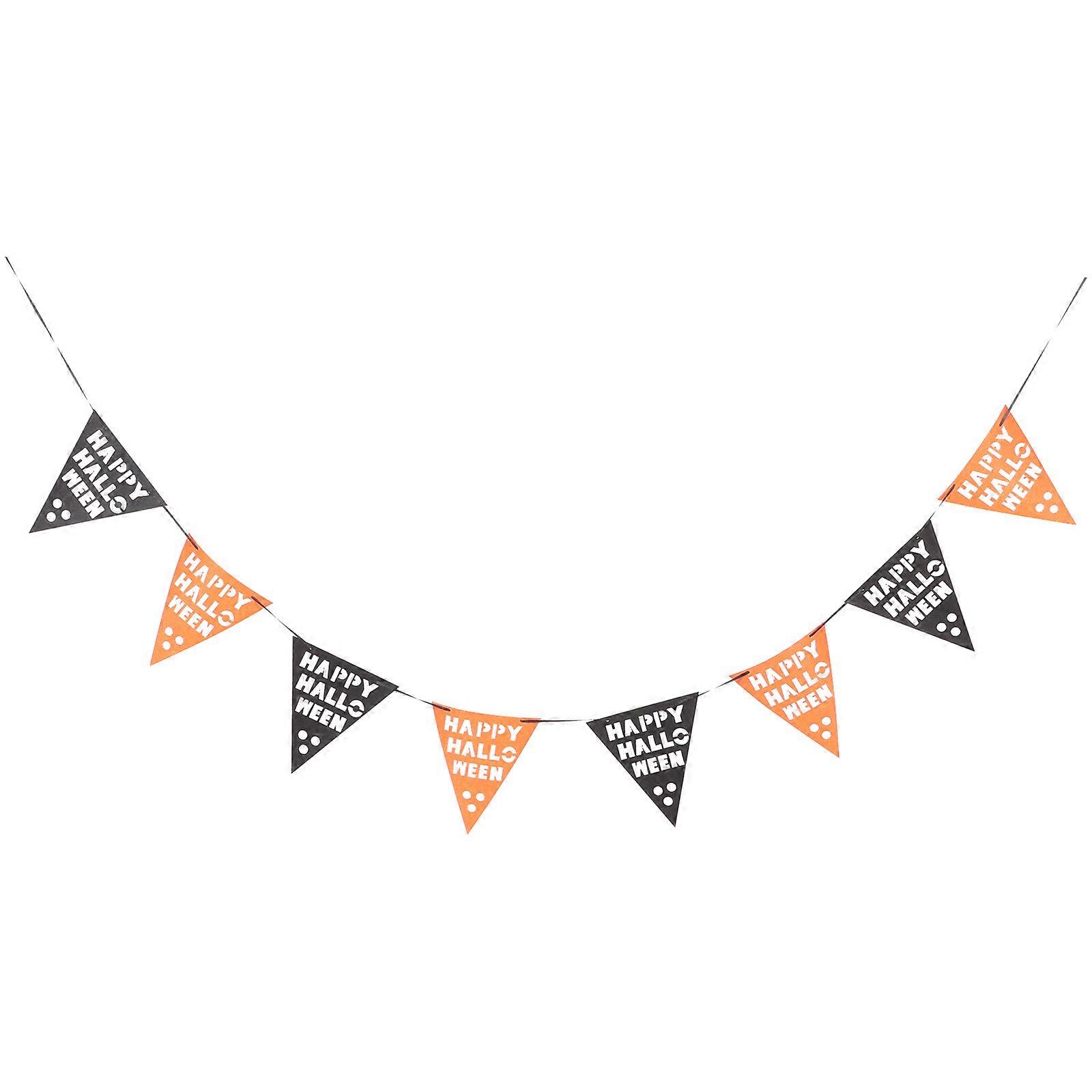 Triangle Banner Flags Halloween Style Party Embellishment Black Orange 15.70X15.00X0.20cm 1 String
