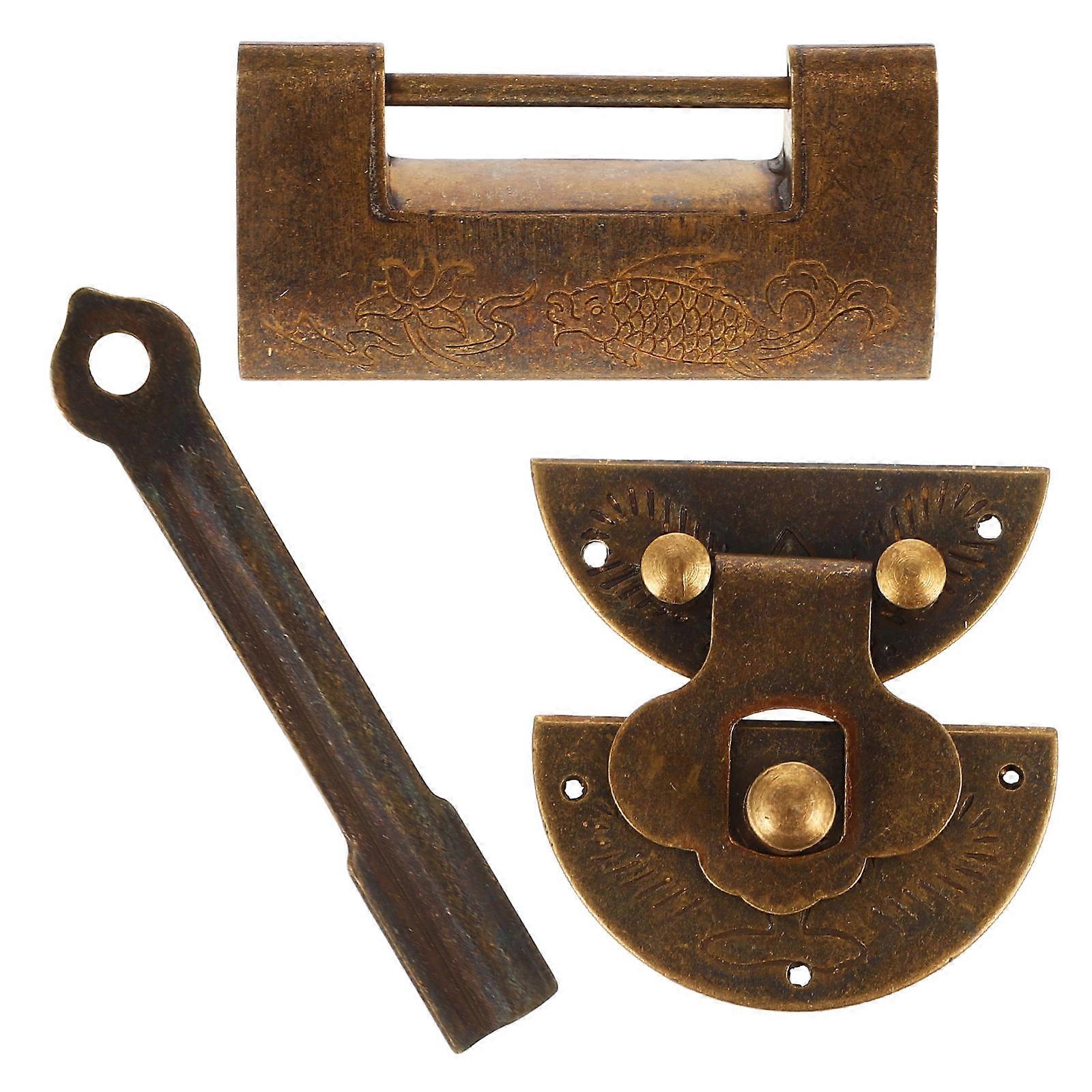 Decorative Box Latch Small Hasp Latches Brass Material Round Buckle 1Set