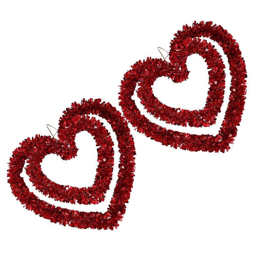 Valentine's Day Heart Shaped Wreaths Event Organizers Store Display 12.6X12.6X1.6in Plastic Wall Hanging 2Pcs