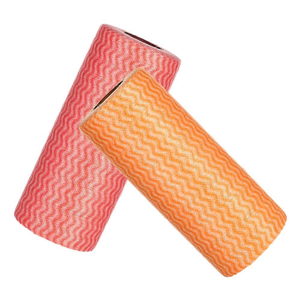 Practical Dish Cloths Absorb Water and Oil Commercial Use Orange 30.00X20.00X0.01CM 2 Rolls