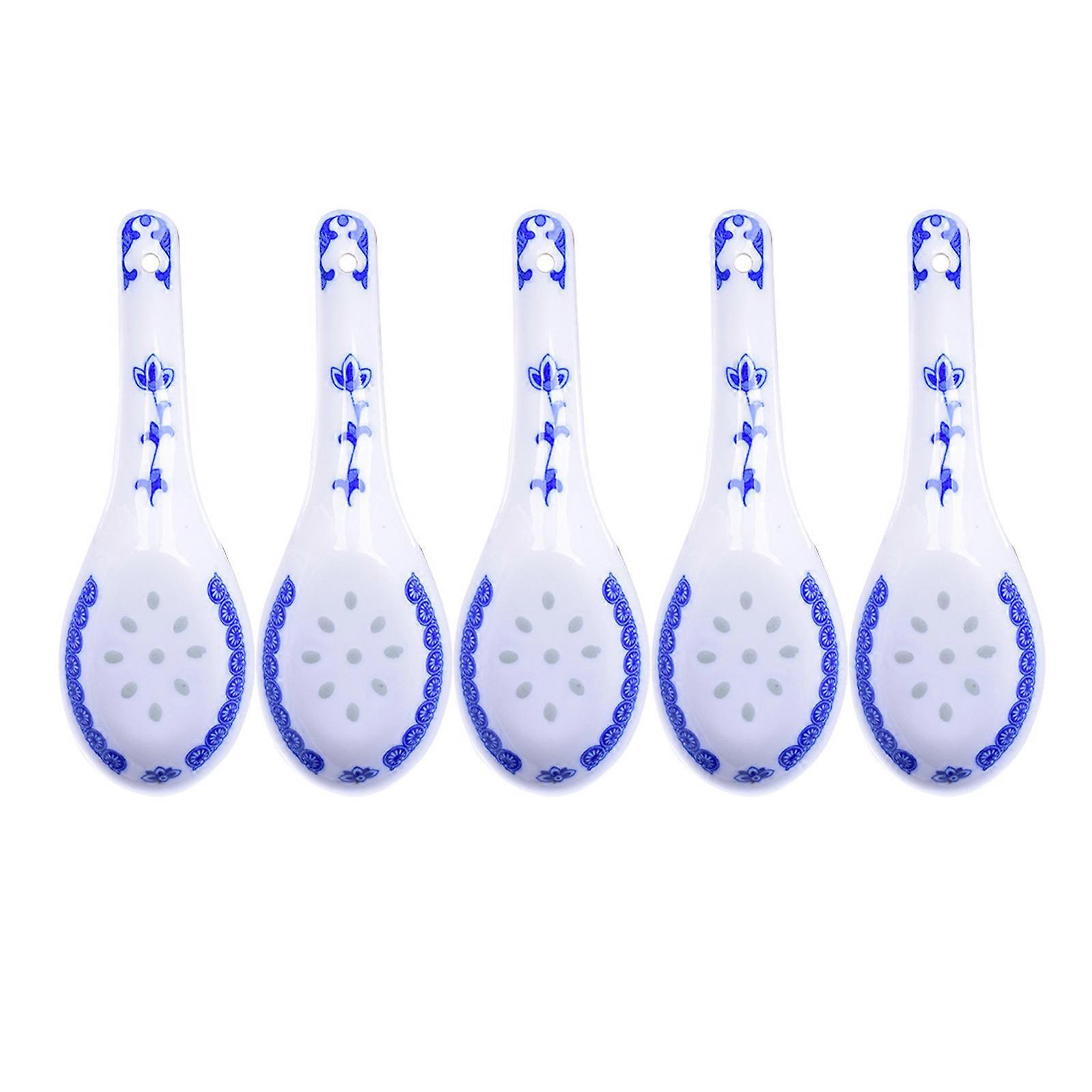 Heat-Resistant Ceramic Spoon For Mixing Drinks And Ramen Serving In Home 5Pack