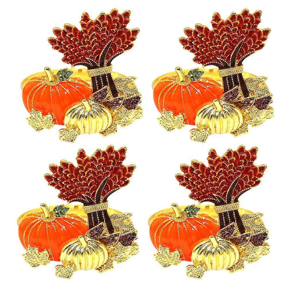 Thanksgiving Dinner Napkin Buckle Fall Decor Pumpkin Decoration Serviette Buckle Hosts 4Pcs