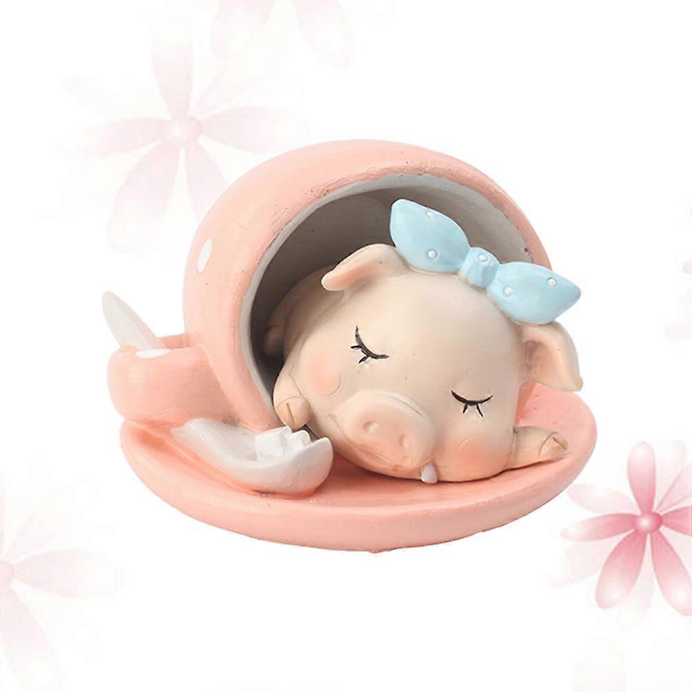 Small Figurines Home Decor Resin Pig Figurine Home Decoration Pink 9x9x6.5cm Miniatures 1Pack