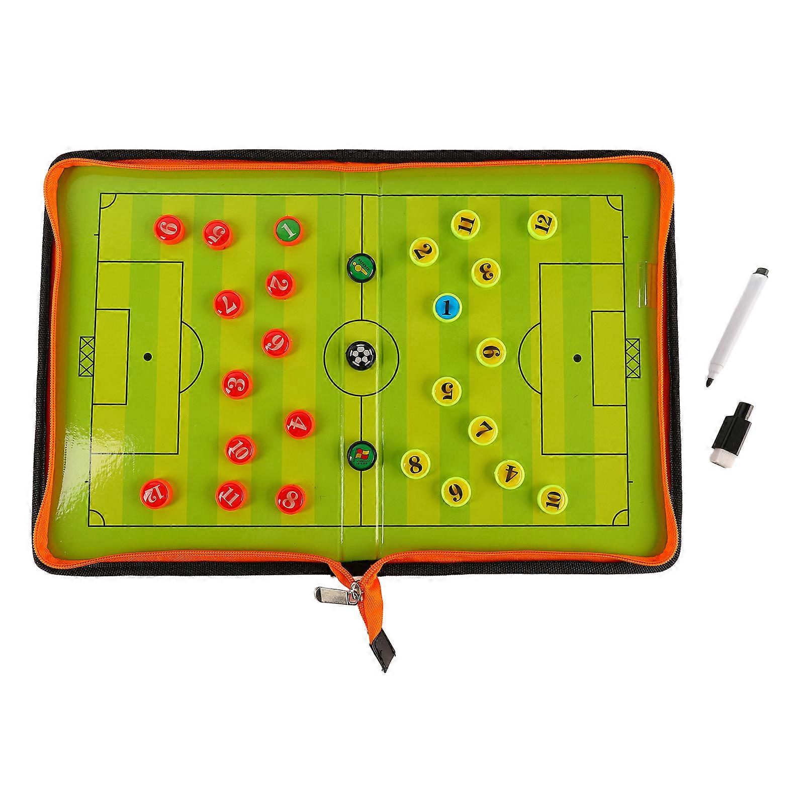 Kit de tableau magnétique pour entraîneur de football, tableau de stratégie portable avec marqueur et pièces d'échecs, fermeture éclair