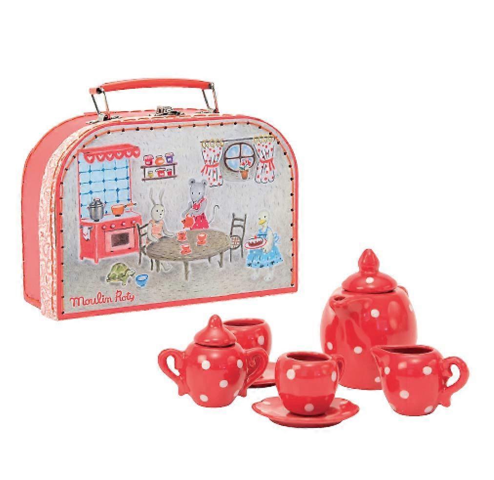 Moulin Roty Red Toy Ceramic Tea Set