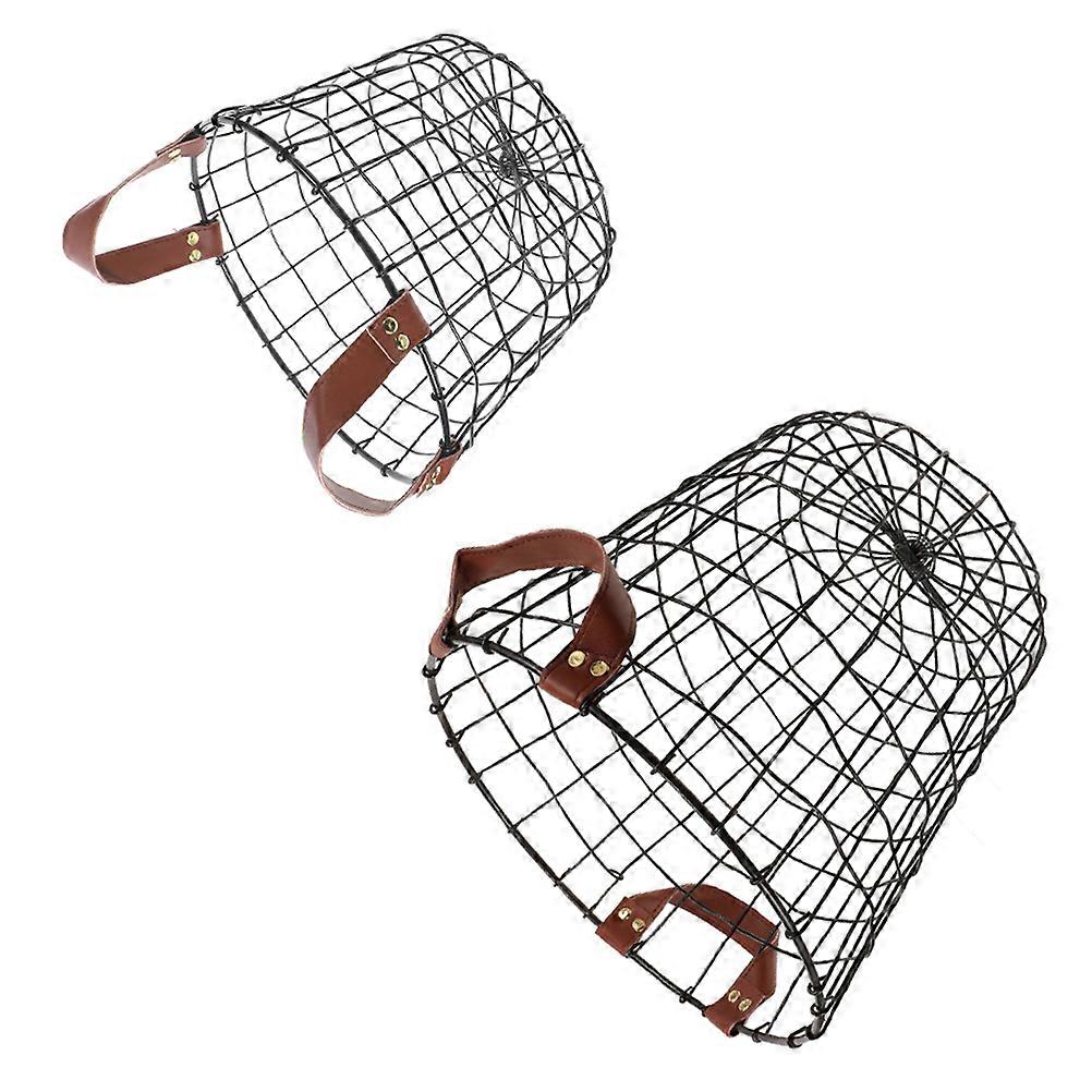 Wire Storage Basket with Handle Firewood Storage Indoor Basket Iron Material Round Shape 30.00X30.00X28.00cm 2Pcs