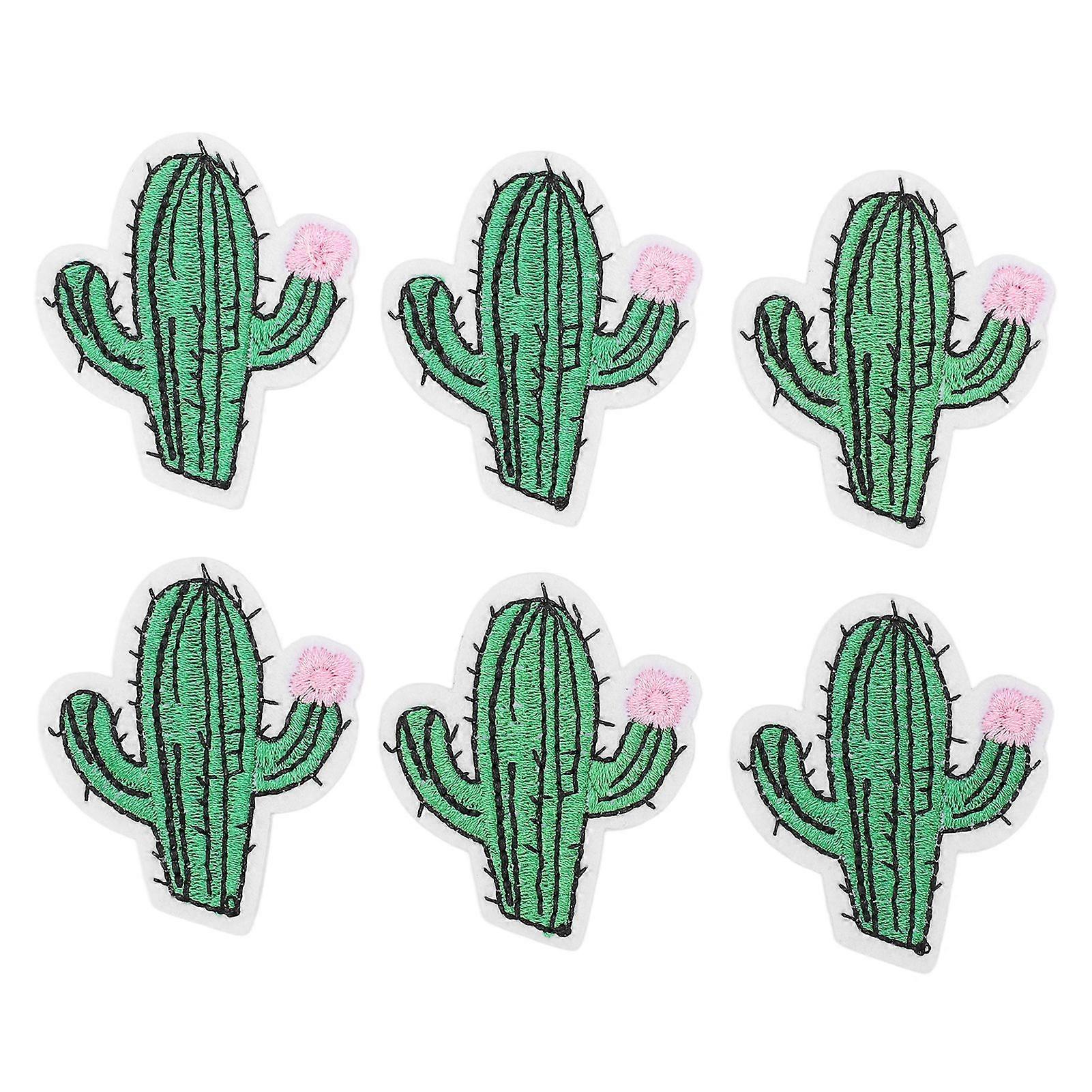 2025 Cel mai recent model 6Pcs Patch-uri brodate Cactus Formă drăguț frumos