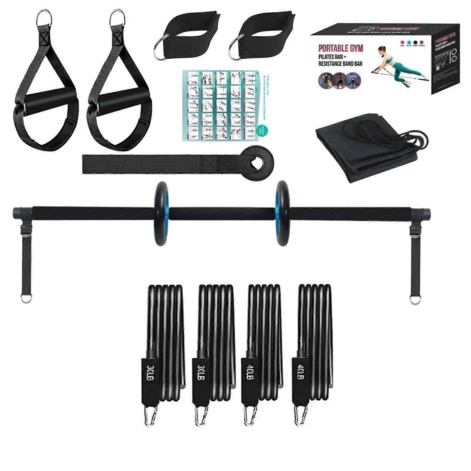 Pilates Bar Set with Resistance Bands, Ab Roller for Full Body Training YH206