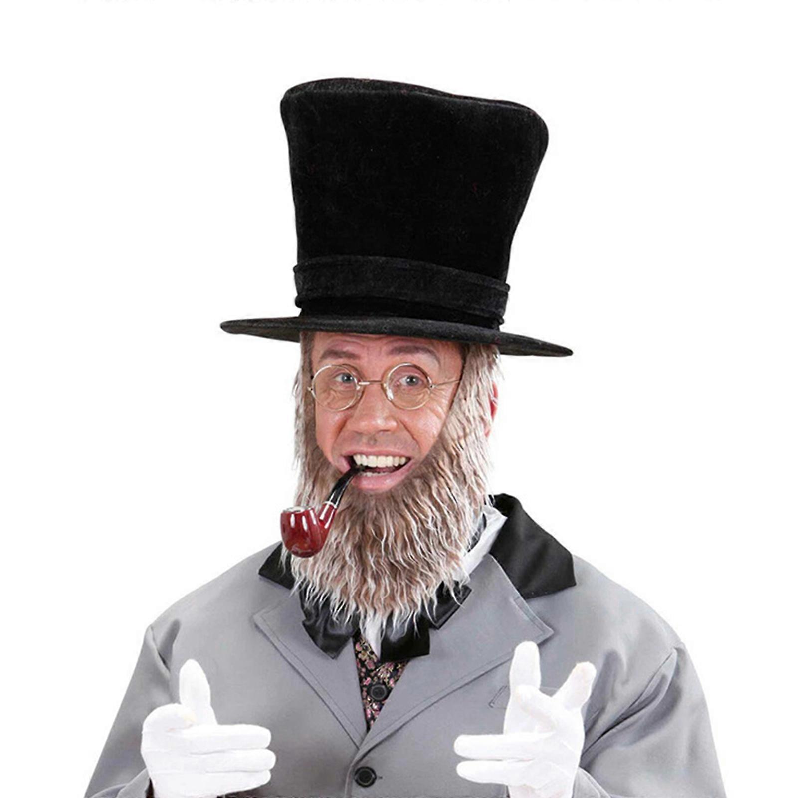 取り外し可能なあごひげ素材のハロウィーンパーティーアクセサリーを備えたエレガントな海賊コスチュームハット大人に適した55-60cm頭の白いひげ