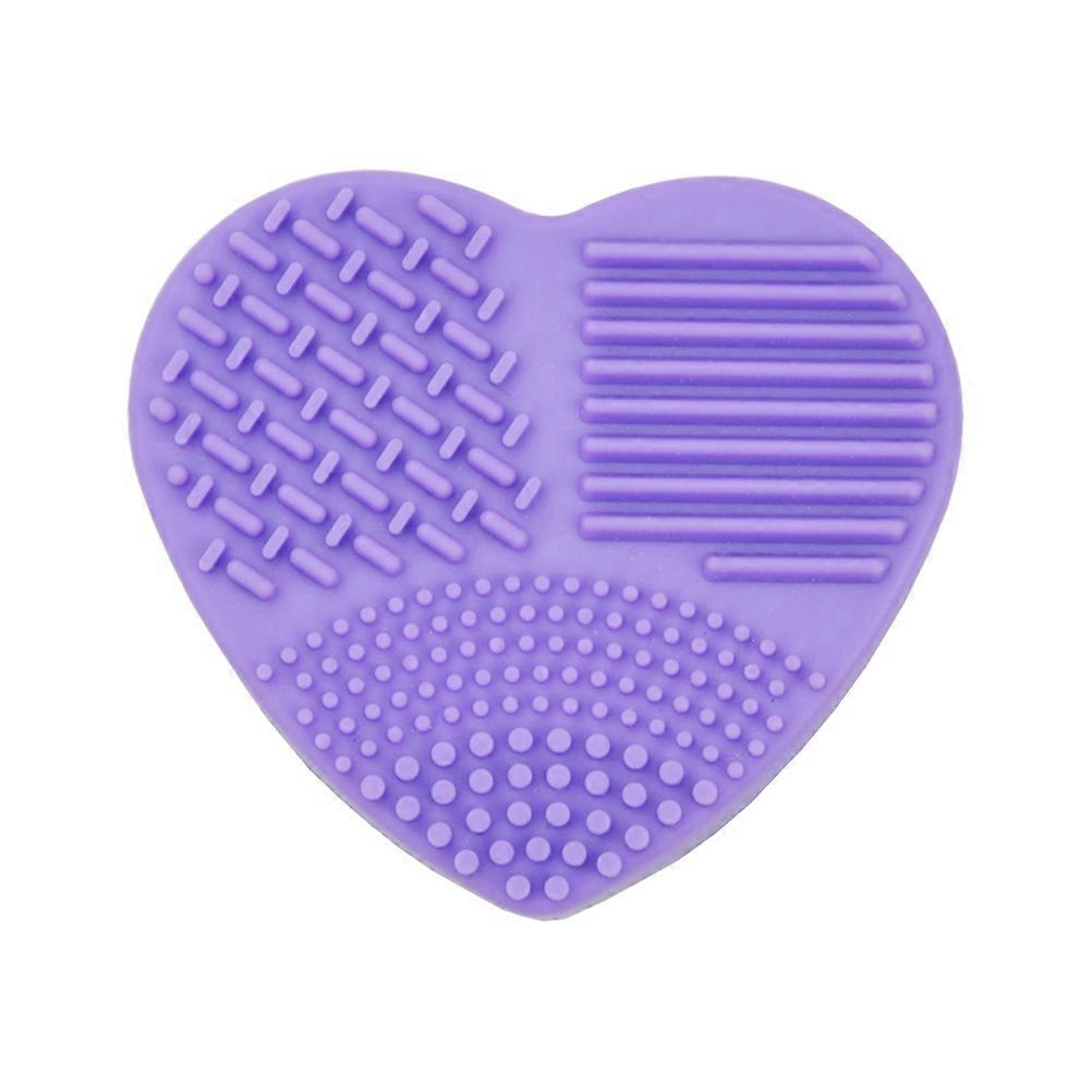 Clean Brushes Makeup Box Heart Shaped Silica Gel Dry and Wet Dual Use Travel Purple 1Pcs