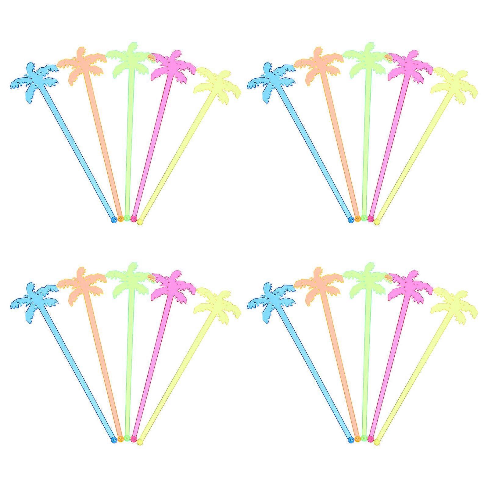 Hawaiian Swizzle Sticks Decorative Coconut Stirrers For Events And Coffee Shops 50Pack
