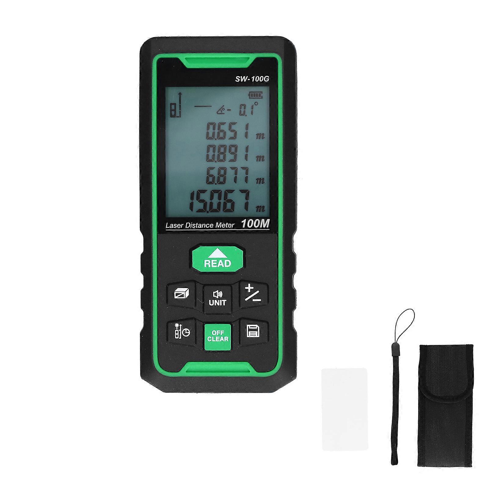 SW‑100G Green Light Rangefinder Handheld Universal Distance Meter for Indoor Outdoor