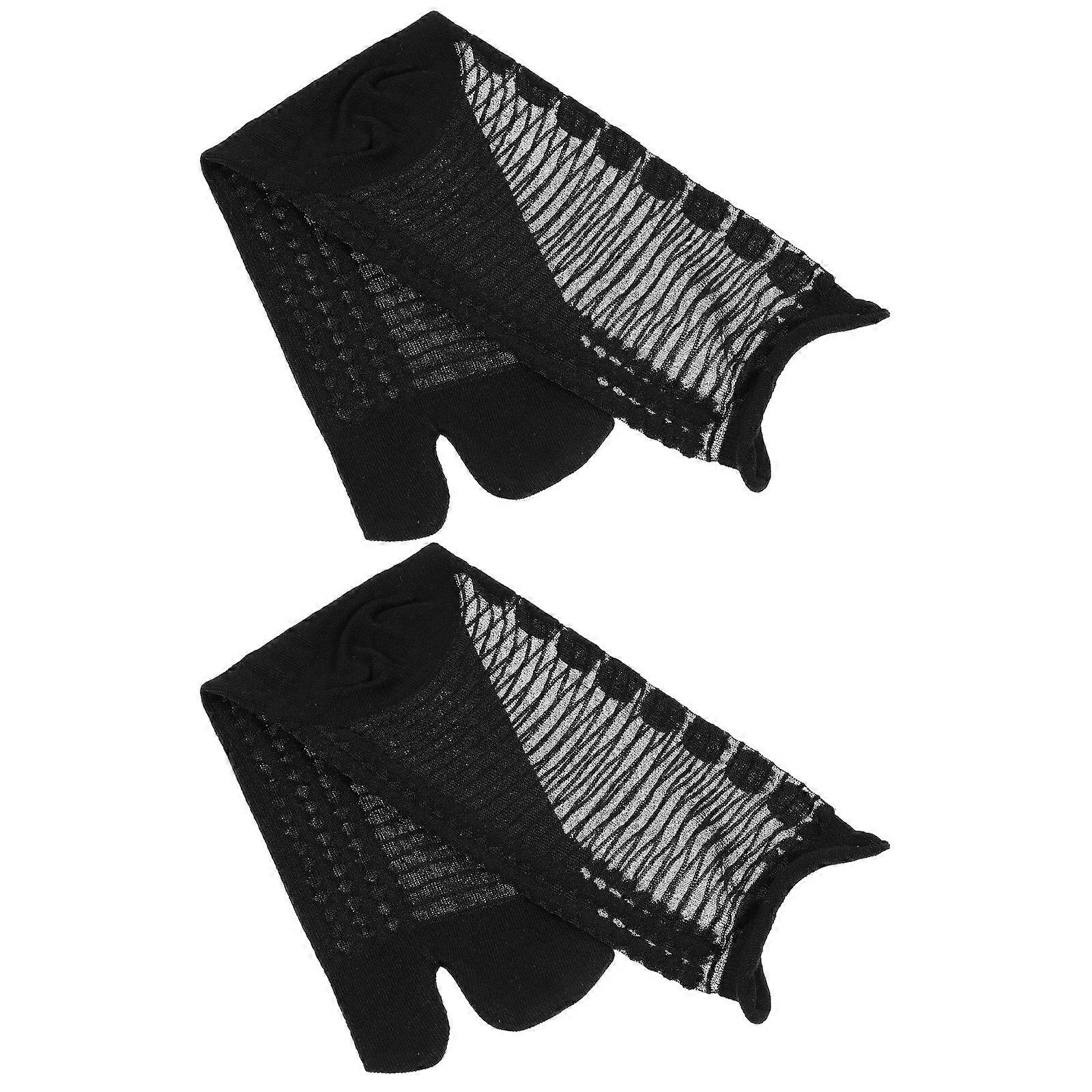 Flop Socks Two Toes Socks Thin Tabi Style Socks Black 1Pair