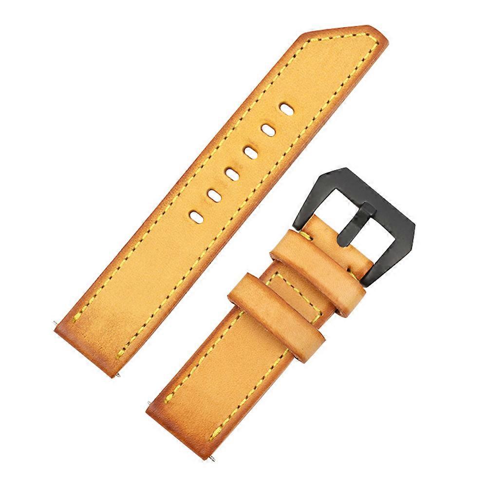Classic Watchband with Durable Cowhide Strap in Yellow Color for Watch Fits Various Occasions 1 Pc