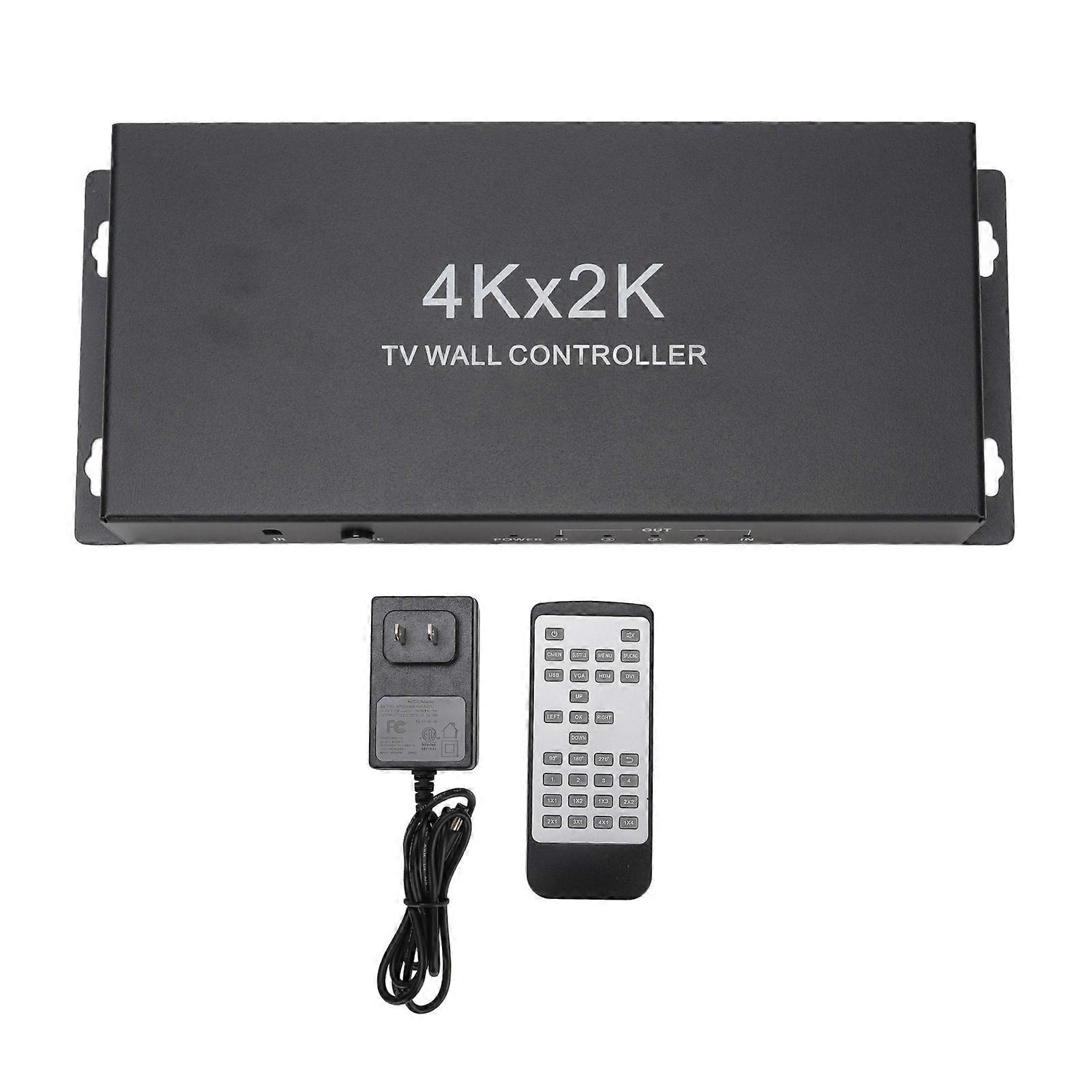 4K HD Multimedia Video Splicer - 1 In 4 Out, 2x2 Video Wall Controller with US Plug