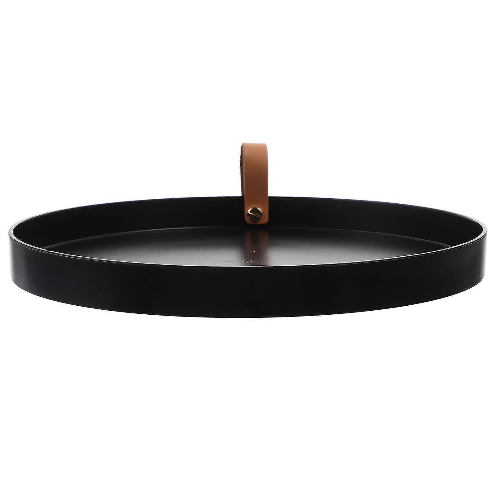 Multi-Function Round Tray Vanity Tray Bathroom Plate Tray Style Leather 26X26X2.6CM Daily Use 1Pack