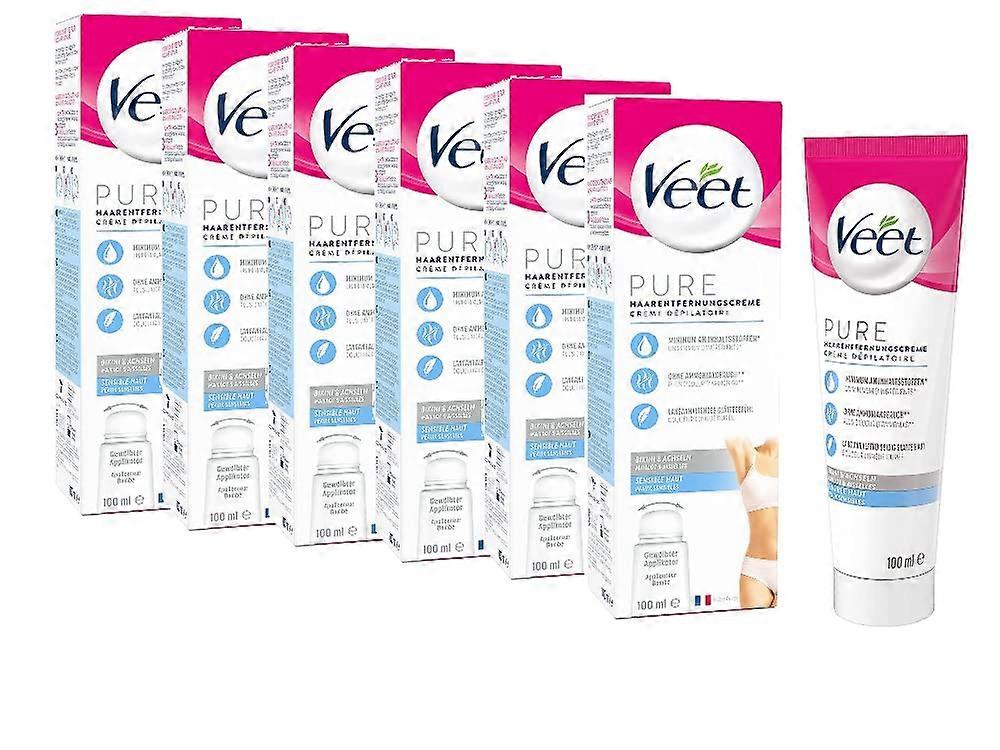 Hair Removal Cream Bikini Armpits Sensitive Skin (6 x 100 ml)