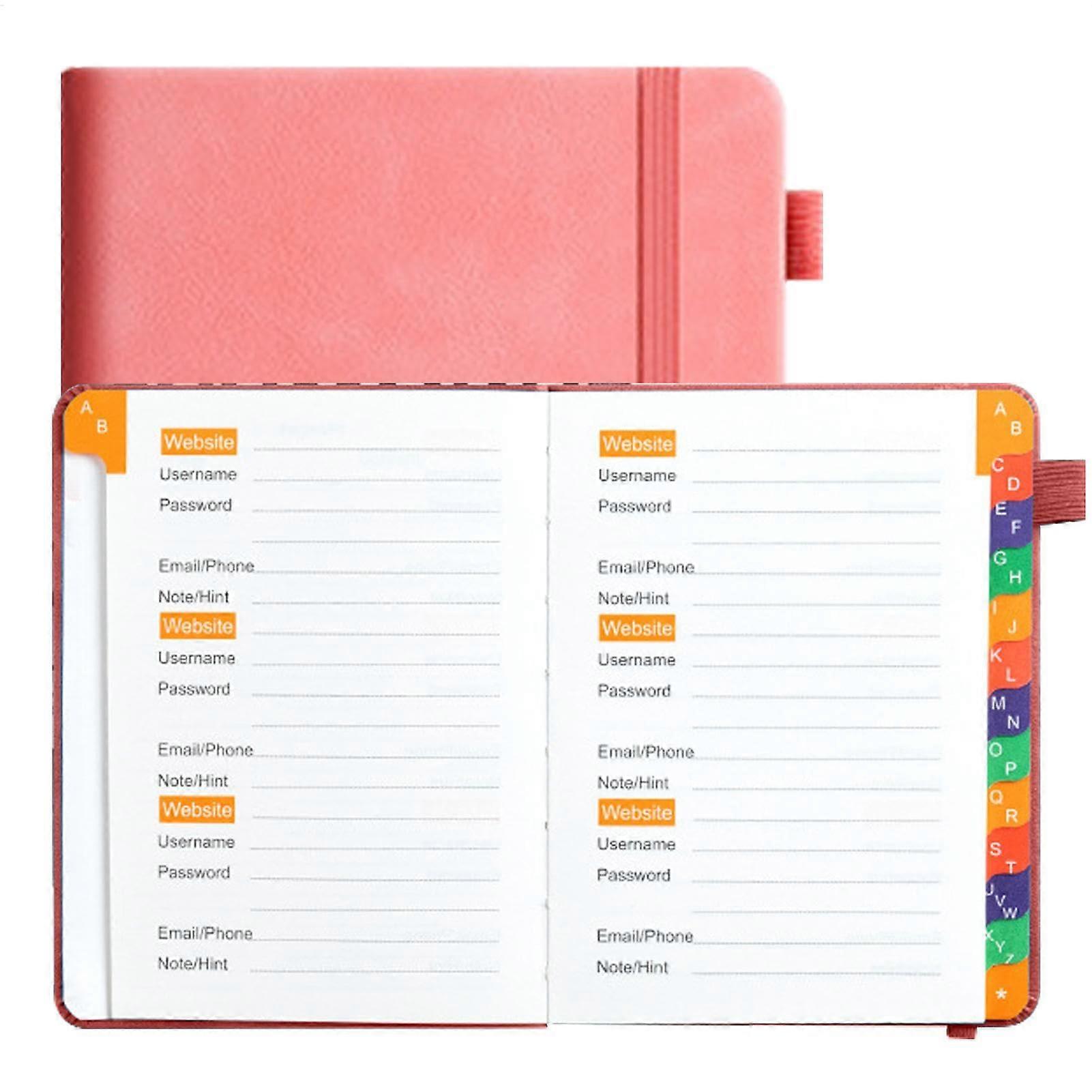 Password Book, Website Password Organiser, Password Log with Alphabetical Tabs, Pocket Notebook Pink