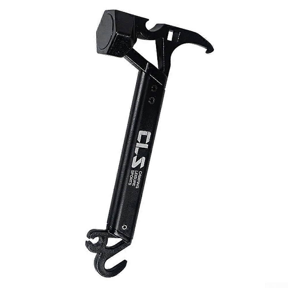 Innovative design camping hammer with integrated nail puller and practical bottle opener (black)