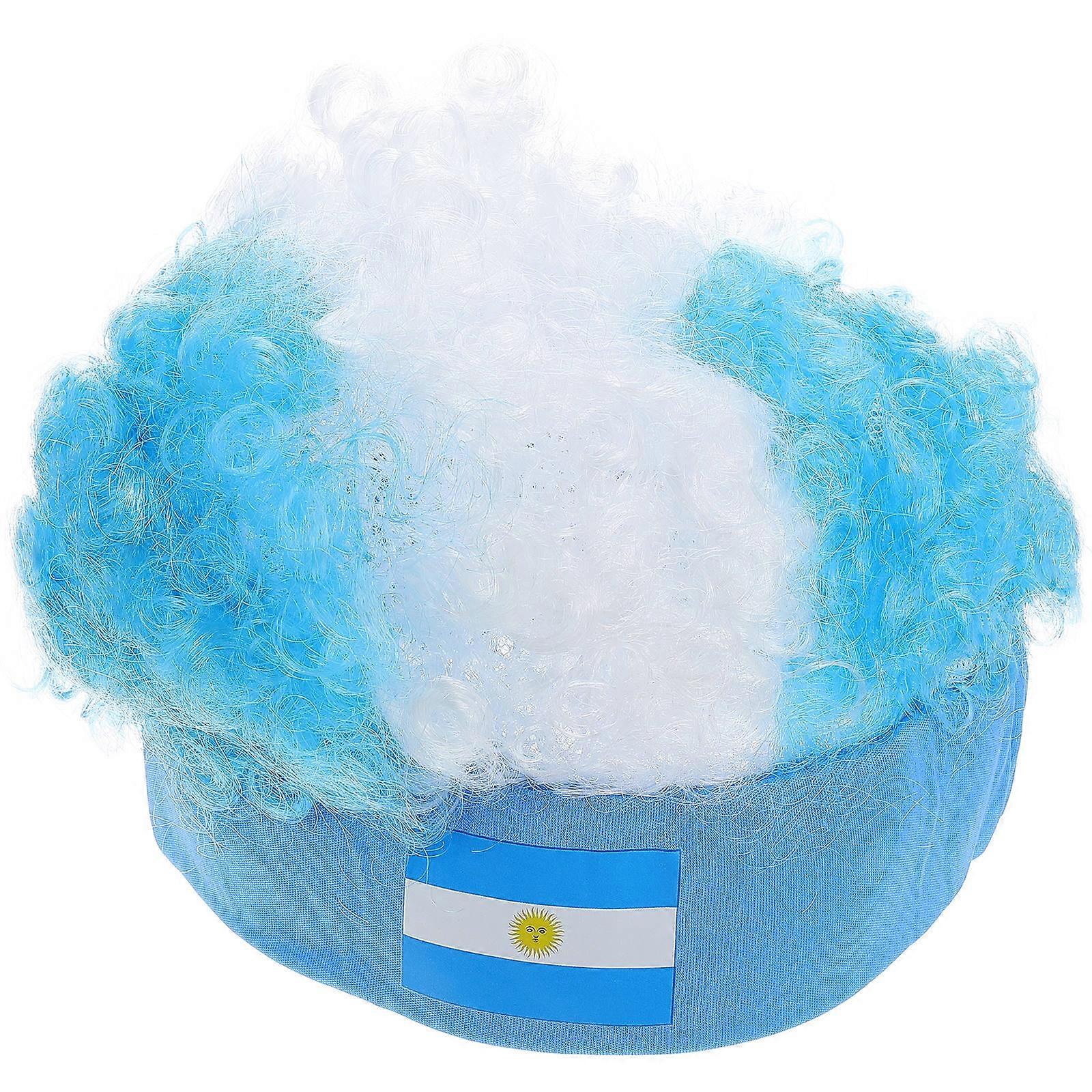 Football Fan Wig with National Flag Design, Curly Style for Festivals, Parties, and Football Matches Costume Events