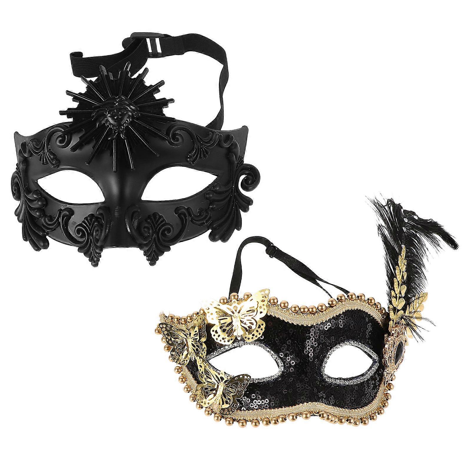 Gras Mask Accessories Masquerade Masks Black Color Themed Parties Decoration 26.00X20.00X7.50cm 2Pcs