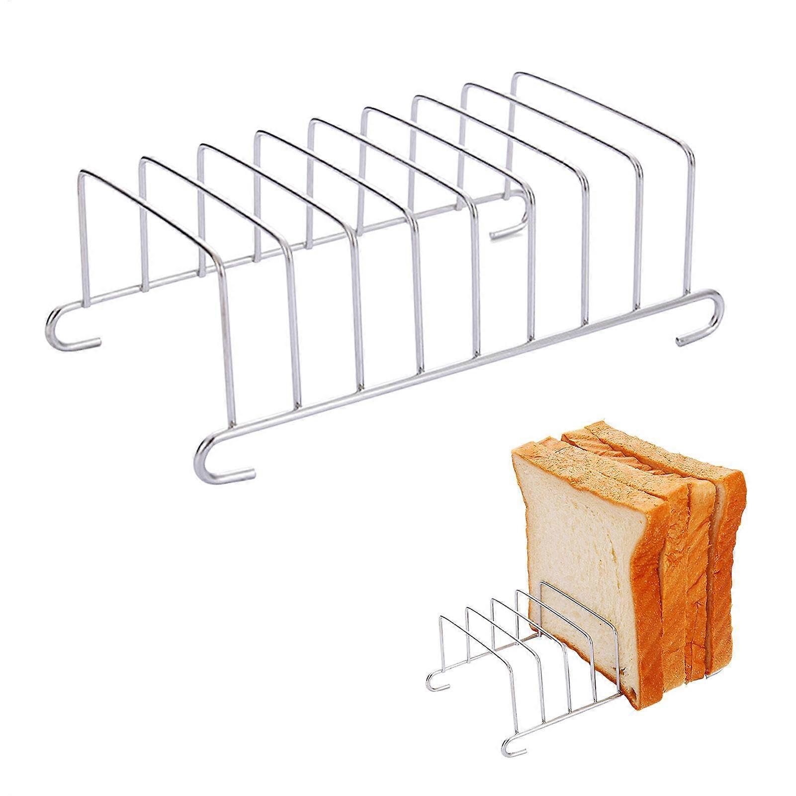 Stainless Steel Toast Rack Set of 2 | 8 Slice Rectangle Toast Holder | Hot Air Fryer Accessories for Baking and Serving