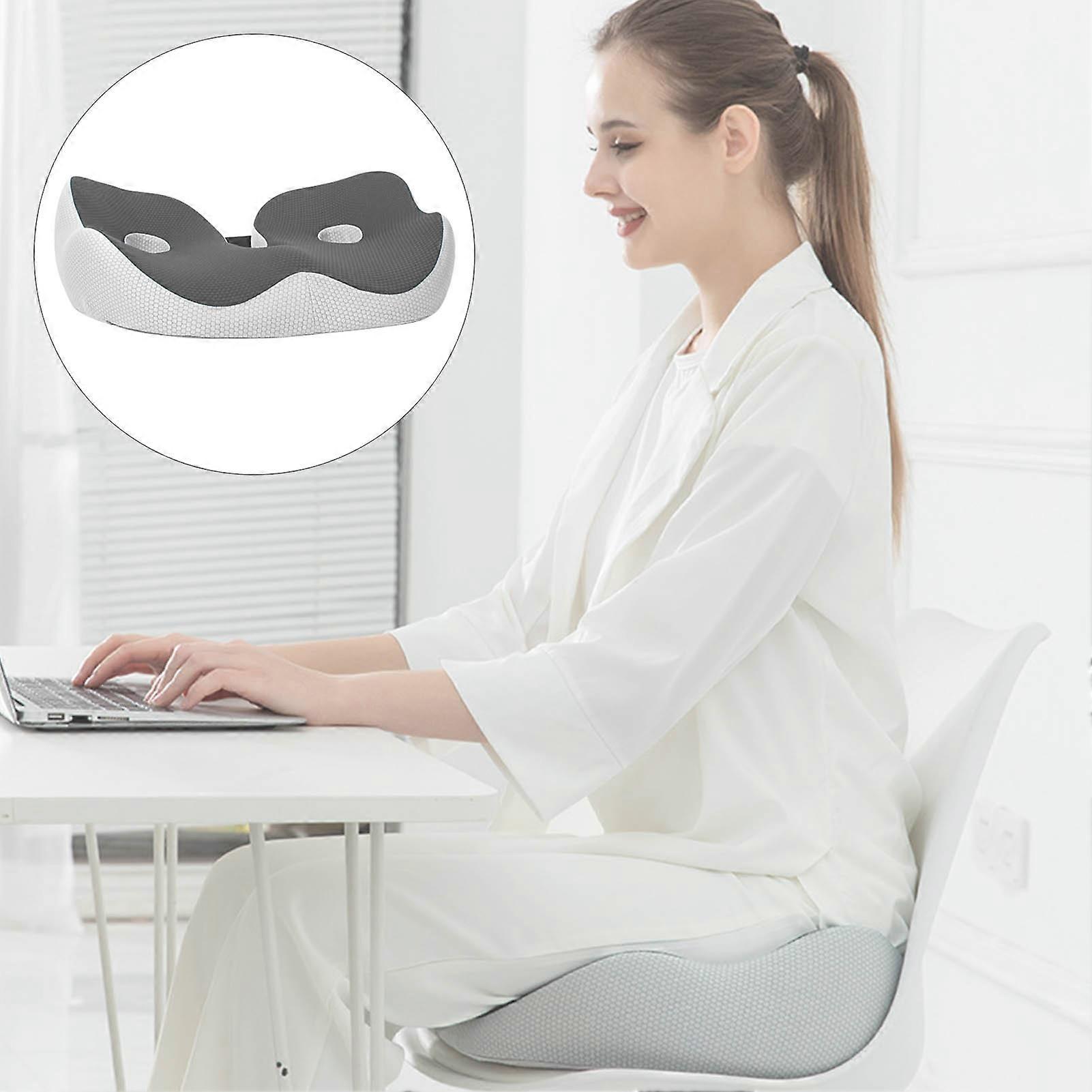 Seating Cushion Soft Comfortable Breathable Buckle Curved Chair Cushion for Office Working Dark Gray 48x39x14cm/18.9x15.4x5.5in(Approx.)