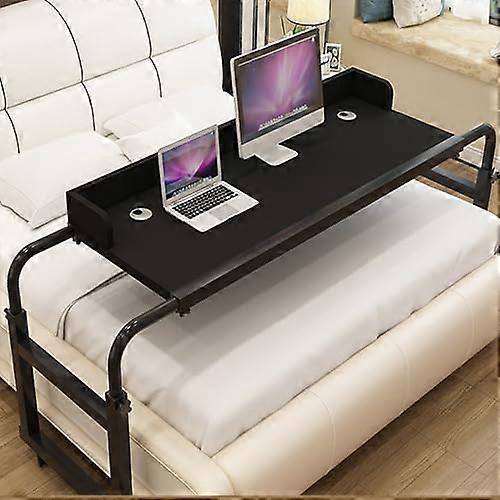 Adjustable rolling overbed table with lockable wheels, black 140*45CM