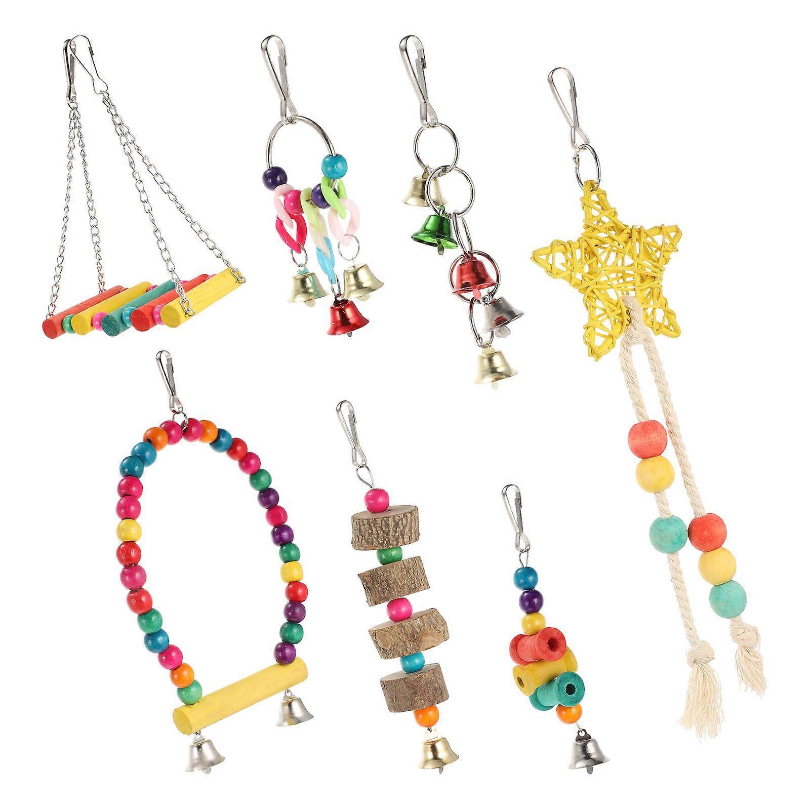 Assorted Color Parrot Toy for Pet Use 1Set of Hanging Bird Plaything
