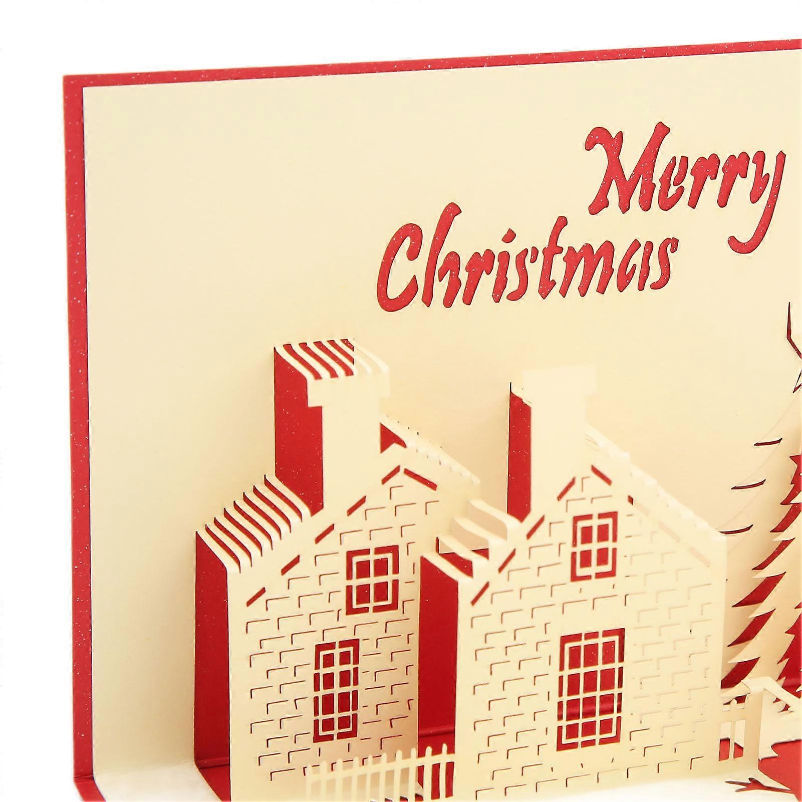 Greeting Card Three Dimensional Christmas Castle Shape Decorative Paper with Envelope