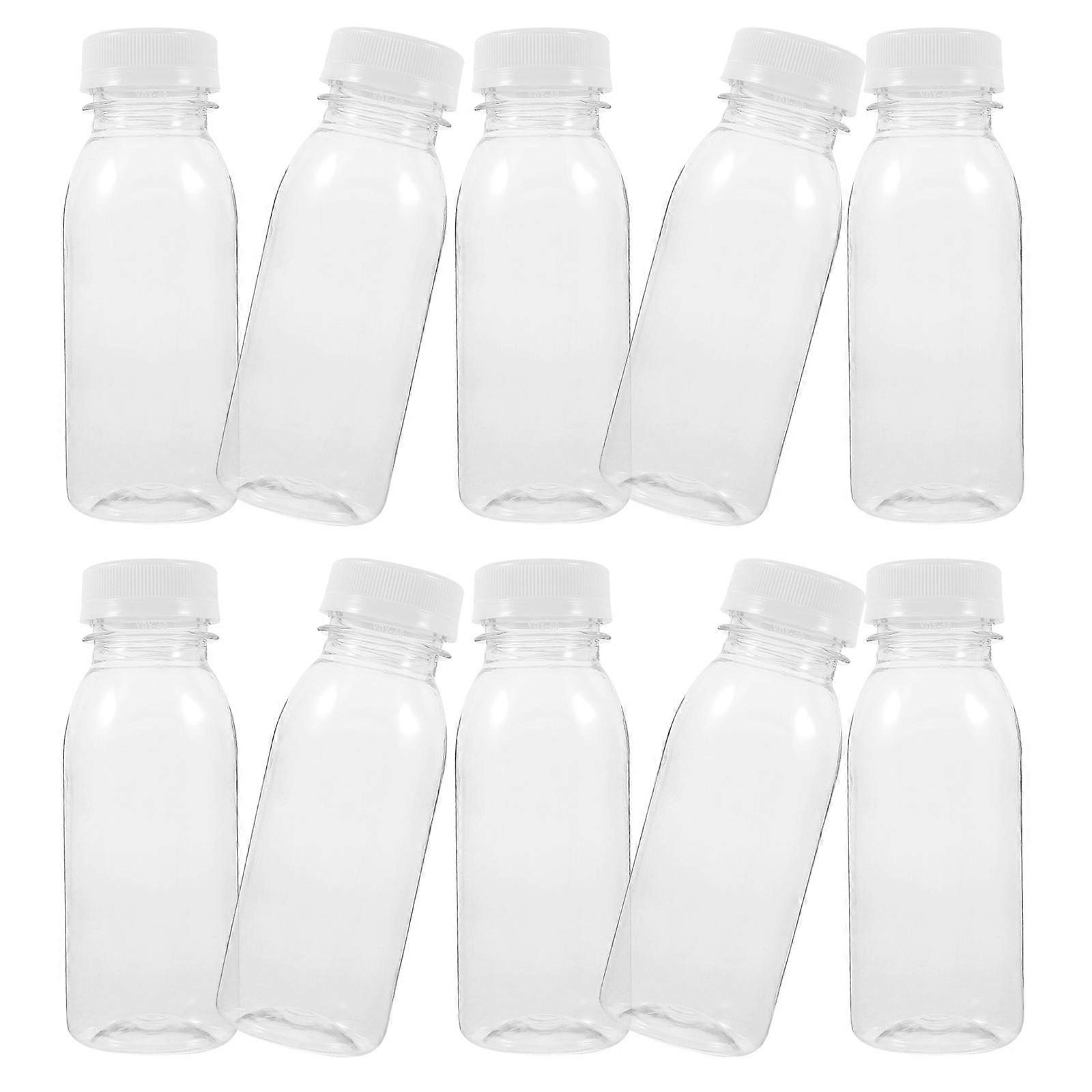 Small Bottles For Liquids 200ML Transparent Plastic Cylindrical Drinking Bottles 10Pcs For Milk Drinkers