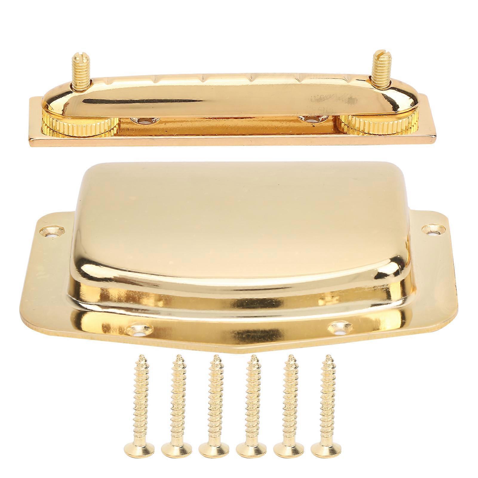 Adjustable Fixed Bridge Tailpiece Metal for Electric Guitar with Protective Cover ShellGold