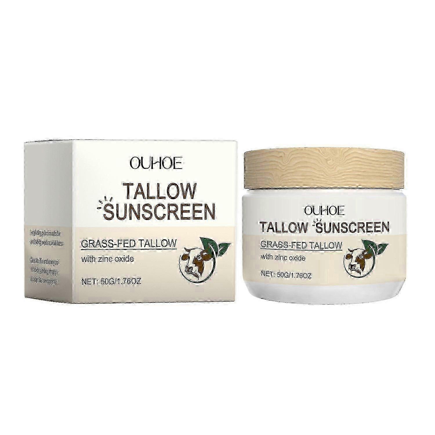 Beef Tallow Sunscreen with Zinc Oxide: Tallow & Zinc Oxide Instant Sun Protection - Non Greasy Formula with Beeswax, Red Raspberry, Carrot Oil - Suita