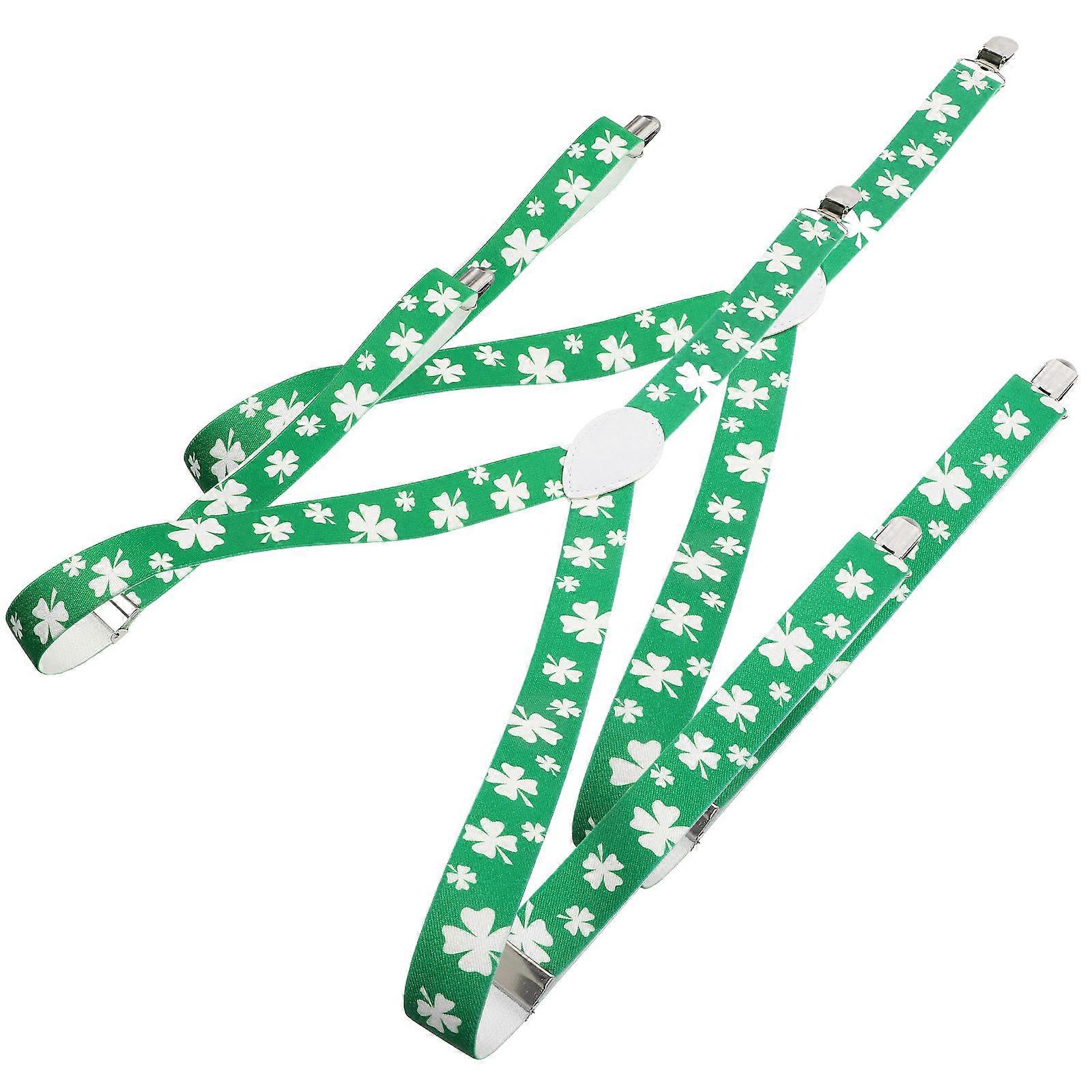 Clip Suspenders For Men And Women Durable Elastic Fabric Hold Pants Up Securely Clover 2Pcs