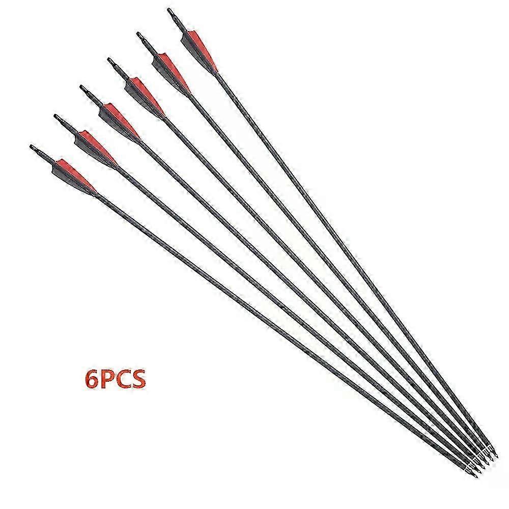 12/24pcs gemischte Carbon Pfeile 315 TPU Federn Durchmesser 78mm Spine500 für Recurve / Compound Bogenschießen Jagd Bogenschießen