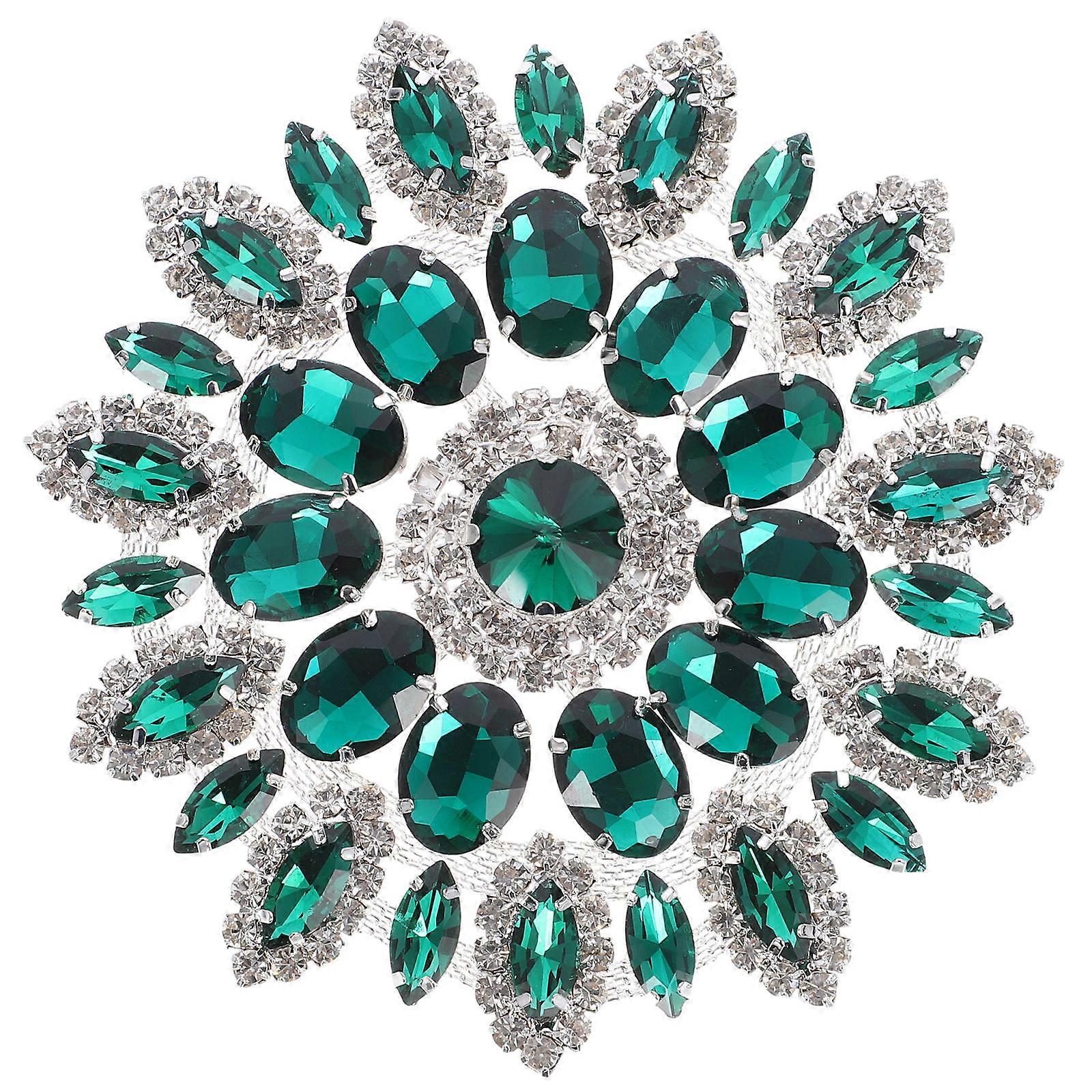 Rhinestone Applique For Suit Diy Brooch Patch Creative Shape Garment Accessory Green Silver 1Pack